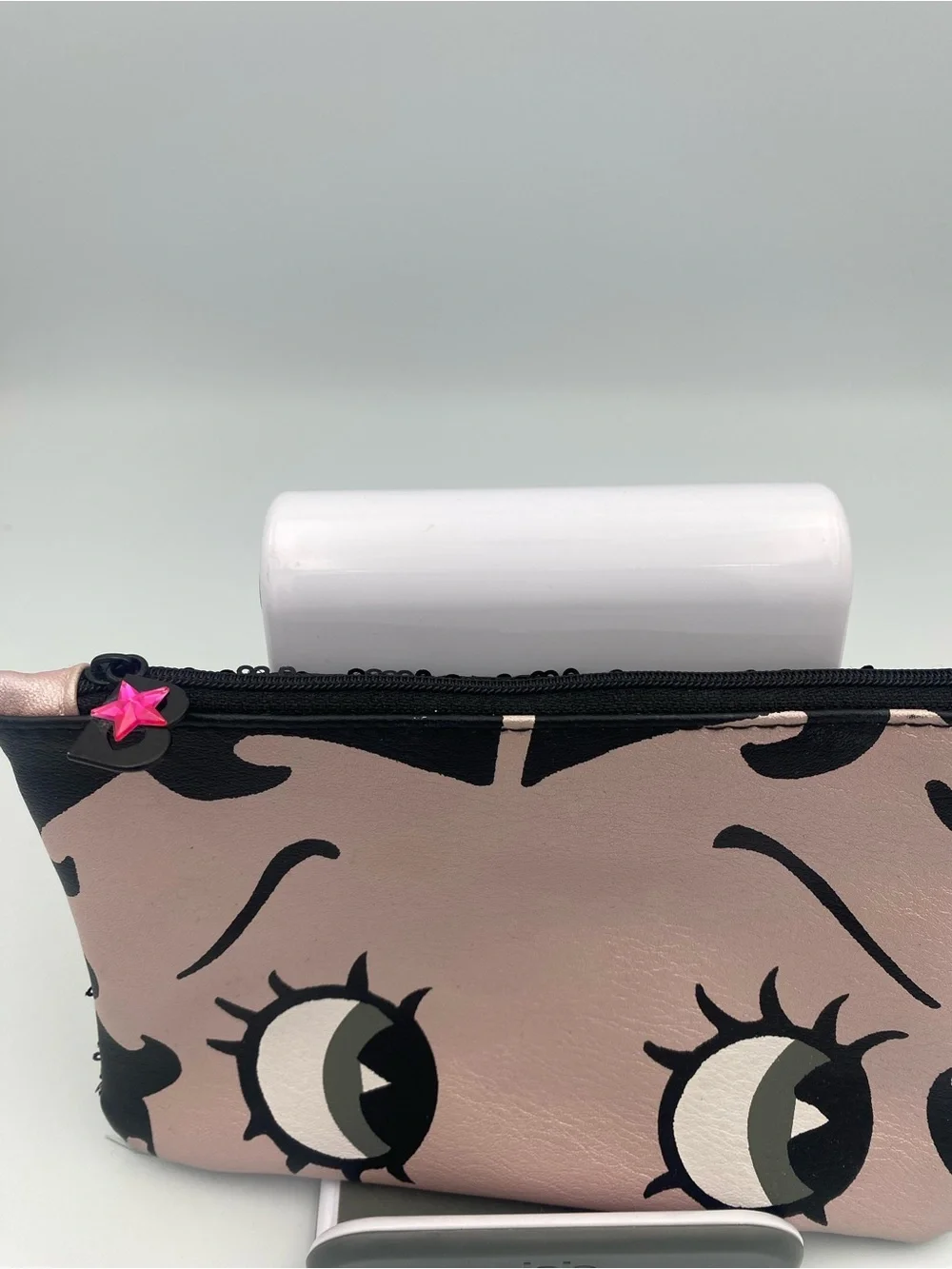 Betty Boop Inspired Pink Eye Zip Cosmetic Pouch